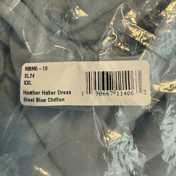 Show Me Your Mumu Heather Halter Dress in Steel Blue Chiffon NWT Size 2XL - Picture 9 of 9